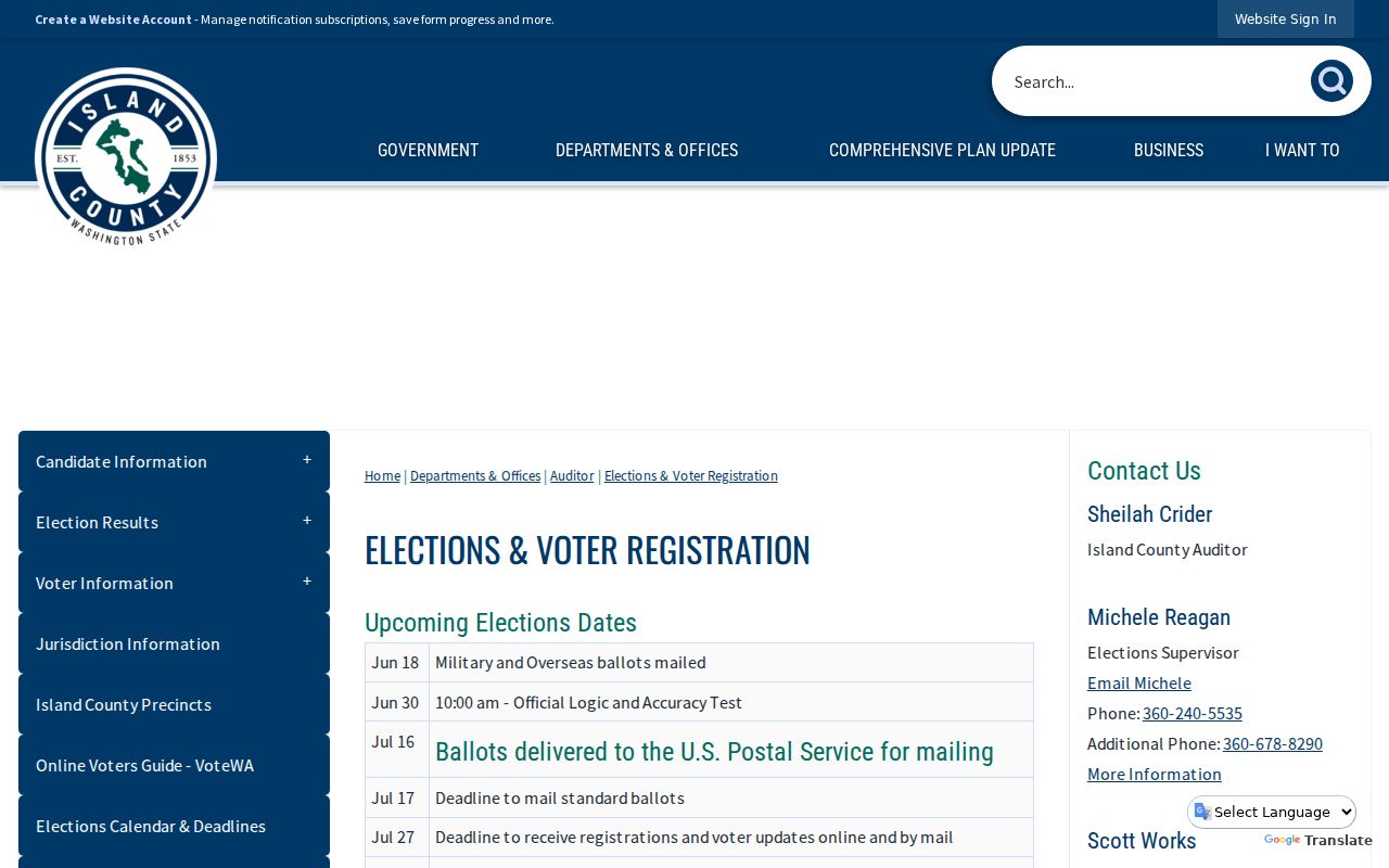 Oak Harbor voter registration details from Island County Elections