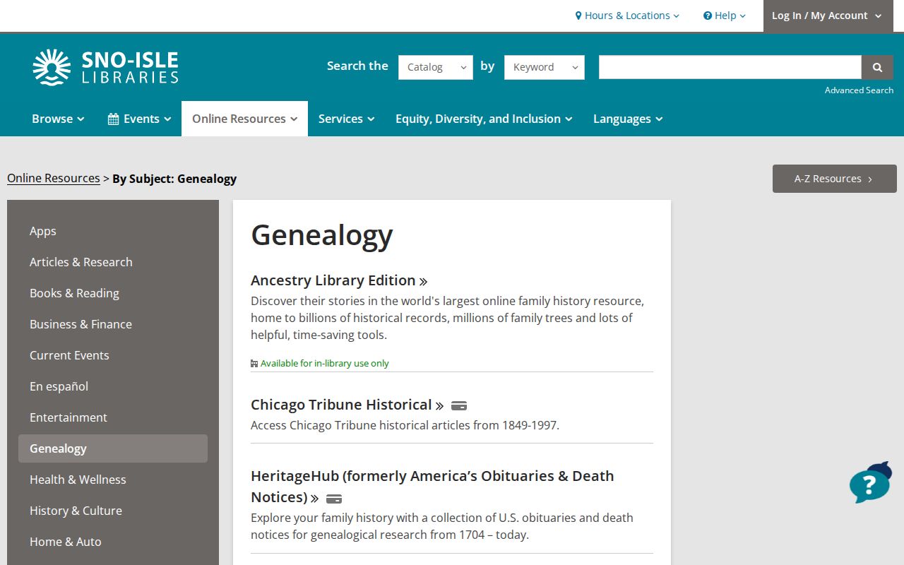 Oak Harbor people search genealogy resources at Sno-Isle Libraries